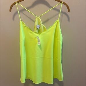 J.Crew Scallop Cami Tank Top Neon Lime Green